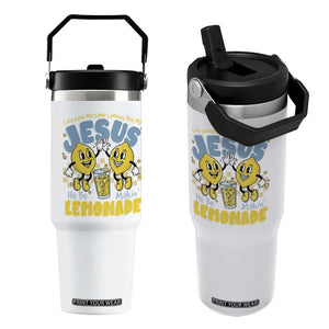 Life Gave Me Some Lemons But My Jesus He Be Makin Lemonade Flip Straw Tumbler Retro Lemon TS11 One Size: 30 oz White Print Your Wear