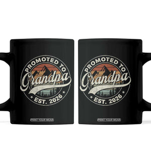 Promoted To Grandpa Est 2026 Coffee Mug Grandparents Baby Announcement Retro Mountain TS11 Black Print Your Wear