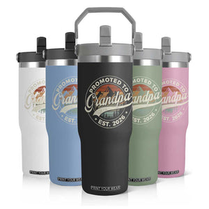 Promoted To Grandpa Est 2026 Flip Straw Tumbler Grandparents Baby Announcement Retro Mountain TS11 Print Your Wear