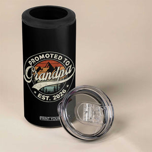 Promoted To Grandpa Est 2026 4 in 1 Can Cooler Tumbler Grandparents Baby Announcement Retro Mountain TS11 Print Your Wear