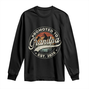 Promoted To Grandpa Est 2026 Long Sleeve Shirt Grandparents Baby Announcement Retro Mountain TS11 Black Print Your Wear