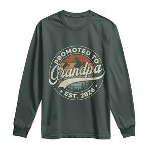 Promoted To Grandpa Est 2026 Long Sleeve Shirt Grandparents Baby Announcement Retro Mountain TS11 Dark Forest Green Print Your Wear