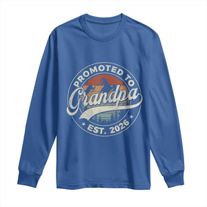 Promoted To Grandpa Est 2026 Long Sleeve Shirt Grandparents Baby Announcement Retro Mountain TS11 Royal Blue Print Your Wear
