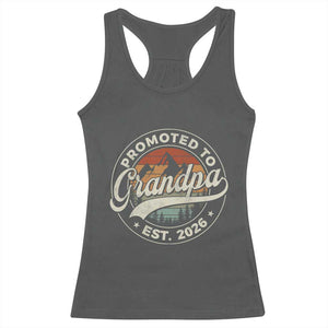 Promoted To Grandpa Est 2026 Racerback Tank Top Grandparents Baby Announcement Retro Mountain TS11 Dark Heather Print Your Wear