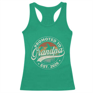 Promoted To Grandpa Est 2026 Racerback Tank Top Grandparents Baby Announcement Retro Mountain TS11 Irish Green Print Your Wear