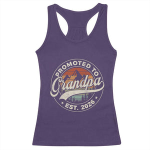 Promoted To Grandpa Est 2026 Racerback Tank Top Grandparents Baby Announcement Retro Mountain TS11 Purple Print Your Wear
