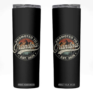Promoted To Grandpa Est 2026 Skinny Tumbler Grandparents Baby Announcement Retro Mountain TS11 Black Print Your Wear