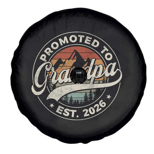Promoted To Grandpa Est 2026 Spare Tire Cover Grandparents Baby Announcement Retro Mountain TS11 Print Your Wear