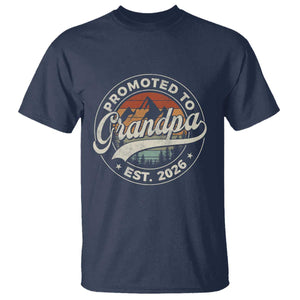 Promoted To Grandpa Est 2026 T Shirt Grandparents Baby Announcement Retro Mountain TS11 Navy Print Your Wear