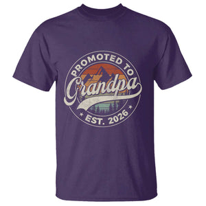 Promoted To Grandpa Est 2026 T Shirt Grandparents Baby Announcement Retro Mountain TS11 Purple Print Your Wear