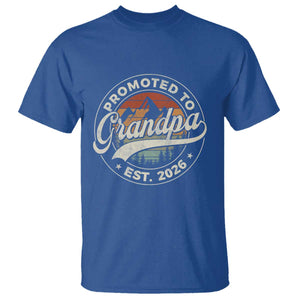 Promoted To Grandpa Est 2026 T Shirt Grandparents Baby Announcement Retro Mountain TS11 Royal Blue Print Your Wear