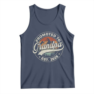 Promoted To Grandpa Est 2026 Tank Top Grandparents Baby Announcement Retro Mountain TS11 Navy Print Your Wear