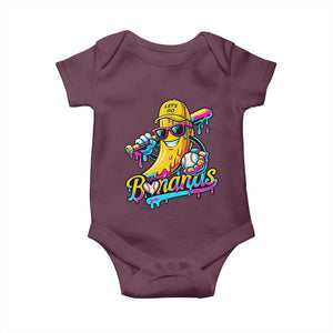 Funny Banana Baseball Drip Baby Onesie Lets Go Bananas Ice Cream Dripping Sport TS11 Maroon Print Your Wear