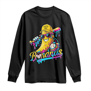 Funny Banana Baseball Drip Long Sleeve Shirt Lets Go Bananas Ice Cream Dripping Sport TS11 Black Print Your Wear