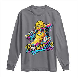 Funny Banana Baseball Drip Long Sleeve Shirt Lets Go Bananas Ice Cream Dripping Sport TS11 Charcoal Print Your Wear