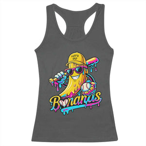 Funny Banana Baseball Drip Racerback Tank Top Lets Go Bananas Ice Cream Dripping Sport TS11 Dark Heather Print Your Wear