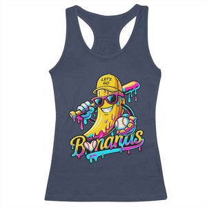 Funny Banana Baseball Drip Racerback Tank Top Lets Go Bananas Ice Cream Dripping Sport TS11 Navy Print Your Wear