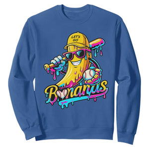 Funny Banana Baseball Drip Sweatshirt Lets Go Bananas Ice Cream Dripping Sport TS11 Royal Blue Print Your Wear