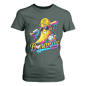 Funny Banana Baseball Drip T Shirt For Women Lets Go Bananas Ice Cream Dripping Sport TS11 Dark Forest Green Print Your Wear