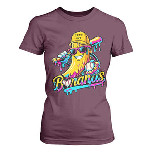 Funny Banana Baseball Drip T Shirt For Women Lets Go Bananas Ice Cream Dripping Sport TS11 Maroon Print Your Wear