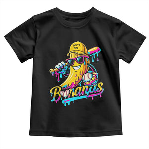 Funny Banana Baseball Drip Toddler T Shirt Lets Go Bananas Ice Cream Dripping Sport TS11 Black Print Your Wear