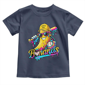 Funny Banana Baseball Drip Toddler T Shirt Lets Go Bananas Ice Cream Dripping Sport TS11 Navy Print Your Wear