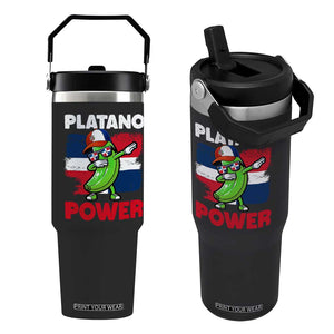 Platano Power Flip Straw Tumbler Funny Dominican Republic Flag Baseball TS11 One Size: 30 oz Black Print Your Wear