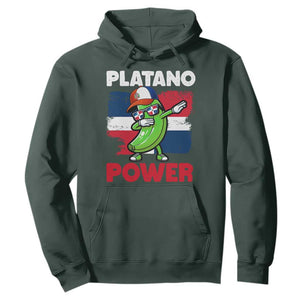 Platano Power Hoodie Funny Dominican Republic Flag Baseball TS11 Dark Forest Green Print Your Wear