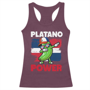 Platano Power Racerback Tank Top Funny Dominican Republic Flag Baseball TS11 Maroon Print Your Wear