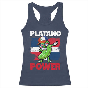 Platano Power Racerback Tank Top Funny Dominican Republic Flag Baseball TS11 Navy Print Your Wear