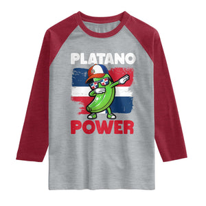 Platano Power Raglan Shirt Funny Dominican Republic Flag Baseball TS11 Heather Gray Heather Red Print Your Wear