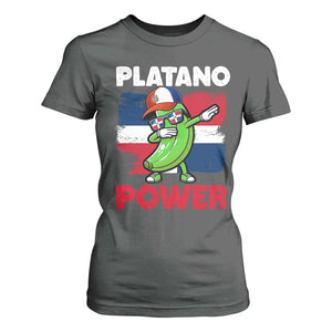 Platano Power T Shirt For Women Funny Dominican Republic Flag Baseball TS11 Dark Heather Print Your Wear