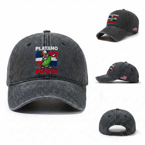 Platano Power Washed Cotton Baseball Cap Funny Dominican Republic Flag Baseball TS11 Washed Cap Universal Fit Dark Gray Print Your Wear