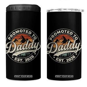 Promoted To Daddy Est 2026 4 in 1 Can Cooler Tumbler Soon to Be Dad Retro Baby Announcement TS11 One Size: 16 oz Black Print Your Wear