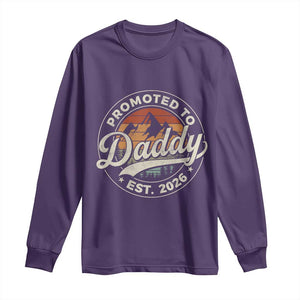 Promoted To Daddy Est 2026 Long Sleeve Shirt Soon to Be Dad Retro Baby Announcement TS11 Purple Print Your Wear