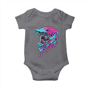 Motocross Helmet Drip Ice Cream Melt Graphic Dirt Bike Racing Baby Onesie TS11 Charcoal Print Your Wear