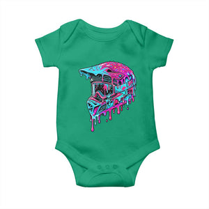 Motocross Helmet Drip Ice Cream Melt Graphic Dirt Bike Racing Baby Onesie TS11 Irish Green Print Your Wear