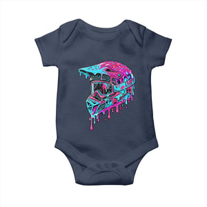 Motocross Helmet Drip Ice Cream Melt Graphic Dirt Bike Racing Baby Onesie TS11 Navy Print Your Wear