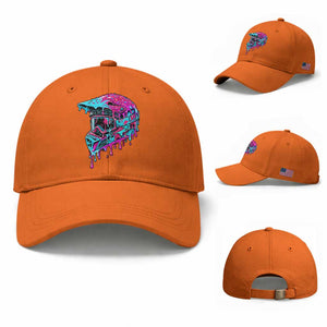 Motocross Helmet Drip Ice Cream Melt Graphic Dirt Bike Racing Baseball Cap TS11 Baseball Cap Universal Fit Orange Print Your Wear