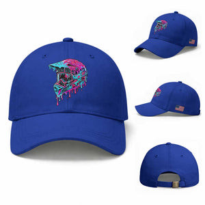 Motocross Helmet Drip Ice Cream Melt Graphic Dirt Bike Racing Baseball Cap TS11 Baseball Cap Universal Fit Royal Blue Print Your Wear