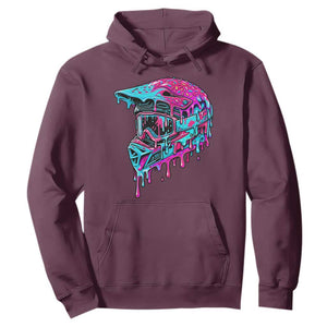 Motocross Helmet Drip Ice Cream Melt Graphic Dirt Bike Racing Hoodie TS11 Maroon Print Your Wear