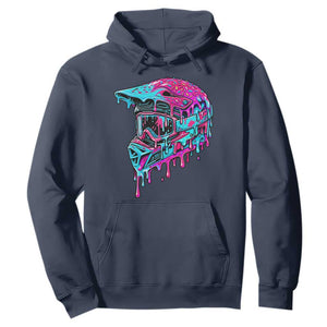 Motocross Helmet Drip Ice Cream Melt Graphic Dirt Bike Racing Hoodie TS11 Navy Print Your Wear