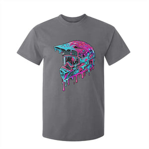 Motocross Helmet Drip Ice Cream Melt Graphic Dirt Bike Racing T Shirt For Kid TS11 Charcoal Print Your Wear