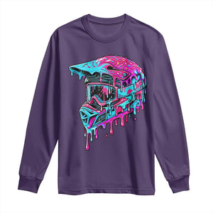 Motocross Helmet Drip Ice Cream Melt Graphic Dirt Bike Racing Long Sleeve Shirt TS11 Purple Print Your Wear