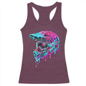 Motocross Helmet Drip Ice Cream Melt Graphic Dirt Bike Racing Racerback Tank Top TS11 Maroon Print Your Wear