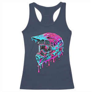 Motocross Helmet Drip Ice Cream Melt Graphic Dirt Bike Racing Racerback Tank Top TS11 Navy Print Your Wear