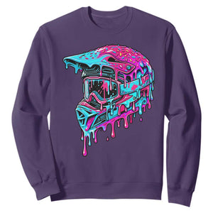 Motocross Helmet Drip Ice Cream Melt Graphic Dirt Bike Racing Sweatshirt TS11 Purple Print Your Wear