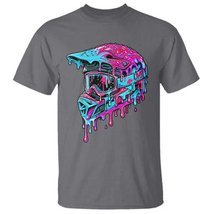 Motocross Helmet Drip Ice Cream Melt Graphic Dirt Bike Racing T Shirt TS11 Charcoal Print Your Wear