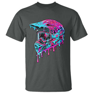 Motocross Helmet Drip Ice Cream Melt Graphic Dirt Bike Racing T Shirt TS11 Dark Heather Print Your Wear