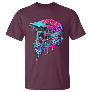 Motocross Helmet Drip Ice Cream Melt Graphic Dirt Bike Racing T Shirt TS11 Maroon Print Your Wear